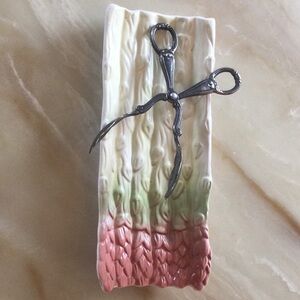 Ceramic Decorative Tray with Scissors Accent